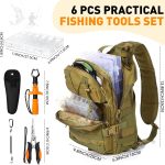 6 Pcs Fishing Tackle Bag Backpack with Rod Holders, Tackle Box, Fishing Pliers Kit and Fish Lip Gripper, Fish Gear and Equipment Fisherman Gift for Men Women - Image 2